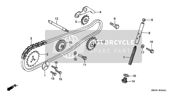 Honda C50LA 1986 Nokkenasketting/Spanner (C50LAG/J/N) voor een 1986 Honda C50LA